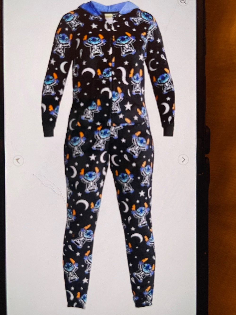 Disney Black & Blue Stitch Hooded Fleece Pajama Set with Stars - Picture 5 of 5